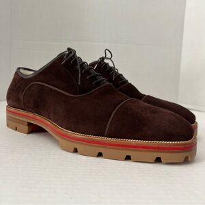 Christian Louboutin Hubertus Oucho Men’s Loafers Espresso Suede Red Bottoms S-42